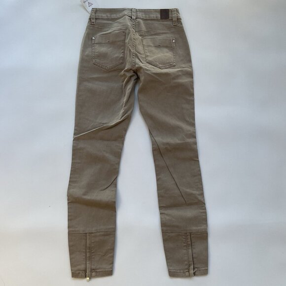Guess Women’s Athletic Zip Skinny Jean In Khaki Ankle Zip Cropped Leg Size 25 - Picture 8 of 13